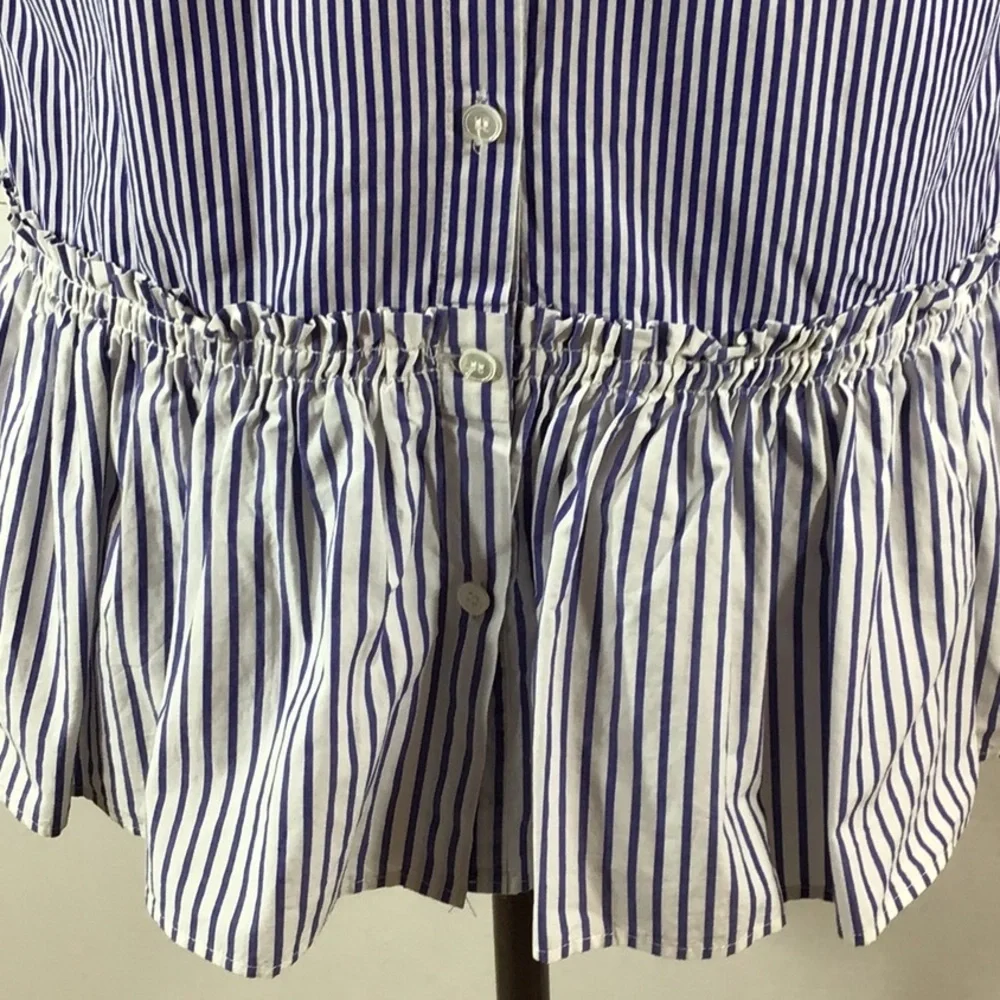 J. Crew mixed stripe sleeveless ruffle top S